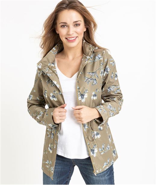 Parka femme imprimé fleurs KAKI