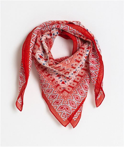 Bandana femme aux motifs ethniques ROUGE