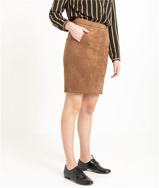 Jupe femme en suédine camel CAMEL