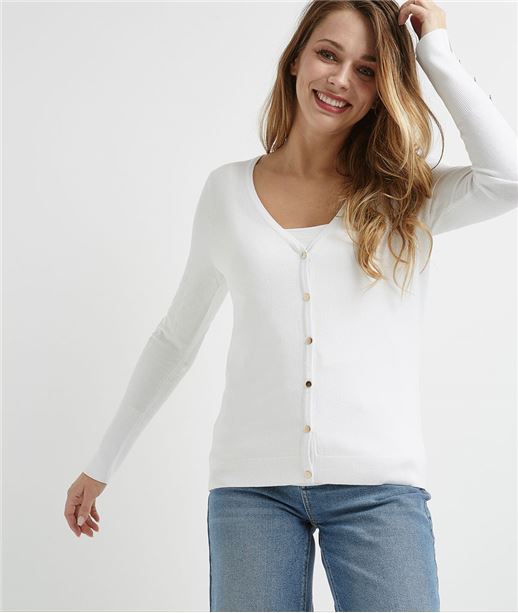 Gilet femme basique avec boutons BLANC