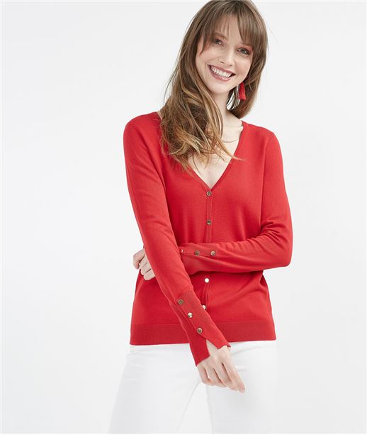 Gilet femme basique avec boutons ROUGE