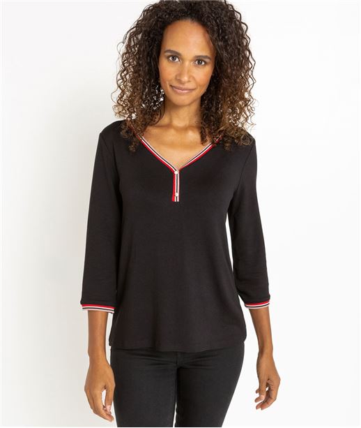 T-shirt femme manches 3/4 NOIR