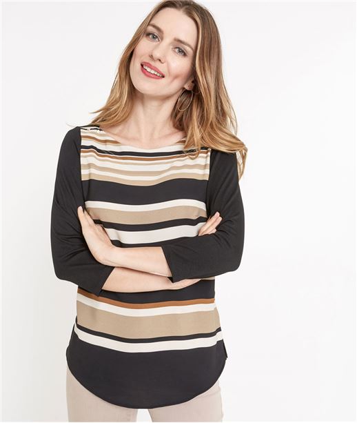 T-shirt femme à rayures NOIR