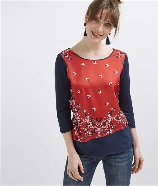 T-shirt femme imprimé bandana ROUGE