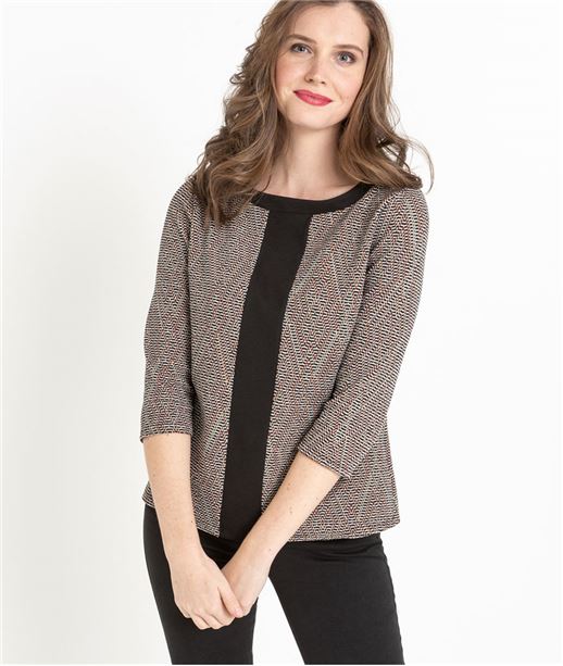 Sweat femme à motifs géométriques NOIR