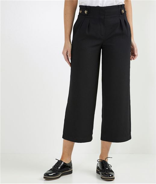 Pantalon femme palazzo fluide NOIR