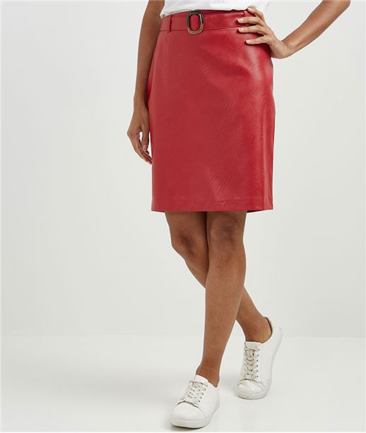 Jupe femme en simili cuir ROUGE