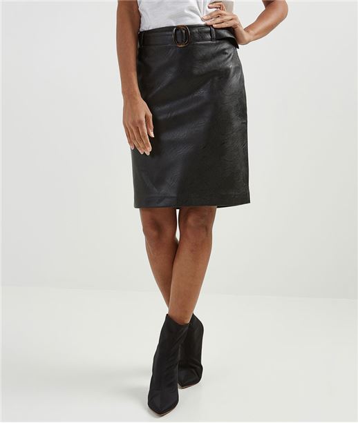 Jupe femme en simili cuir NOIR