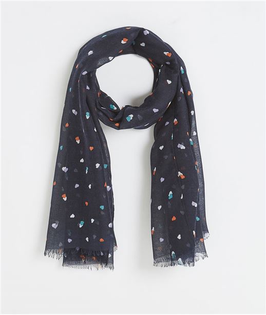 Foulard femme marine avec coeurs MARINE