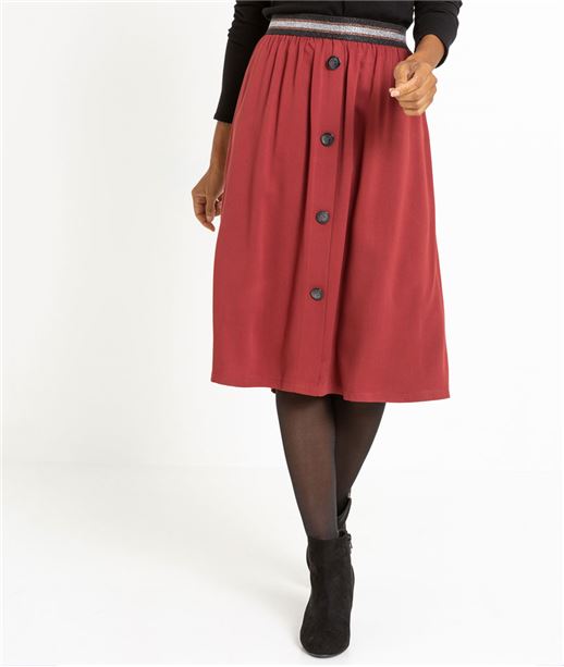 Jupe femme midi couleur brique BRIQUE