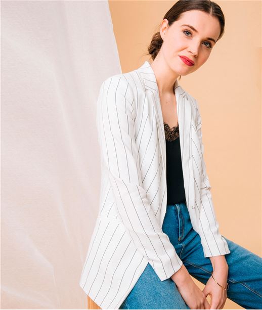 Blazer femme rayé ECRU