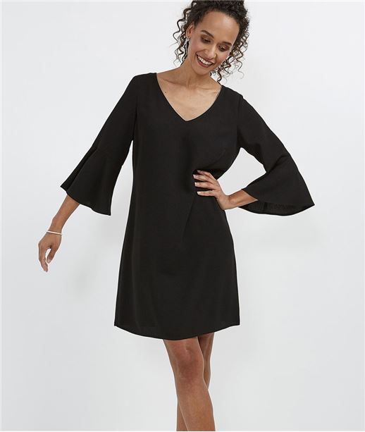 Robe femme droite et fluide noire NOIR