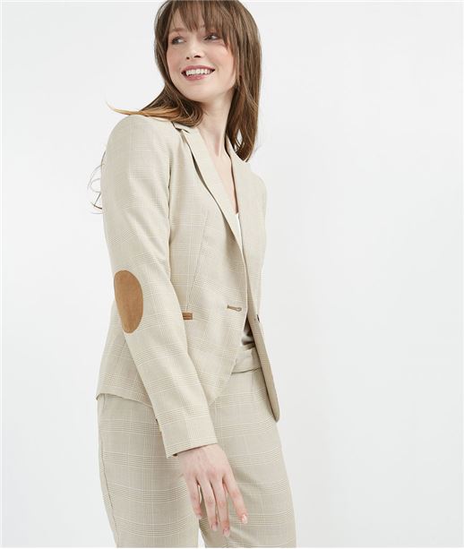Veste tailleur avec coudières BEIGE