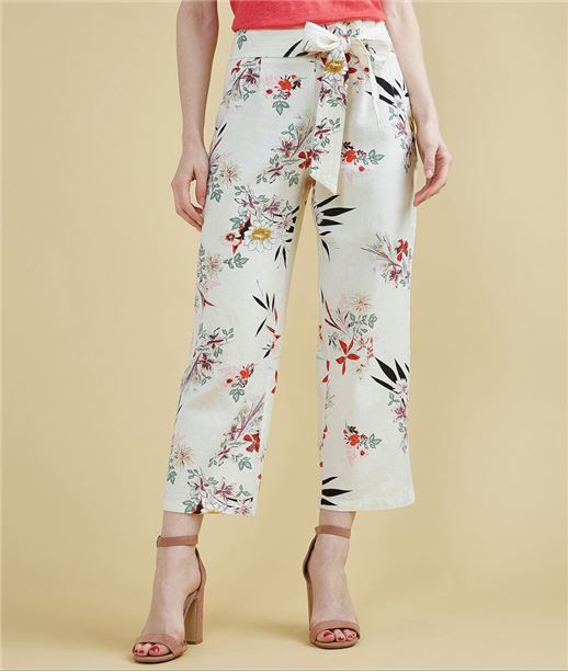 Pantalon femme en lin paper bag ECRU