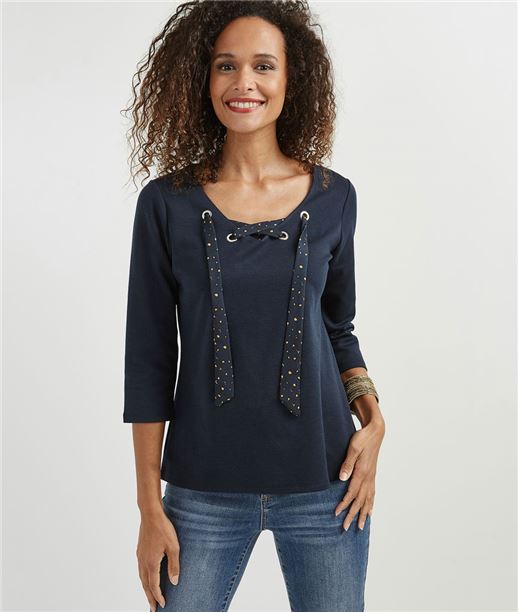 Sweat femme avec ruban MARINE