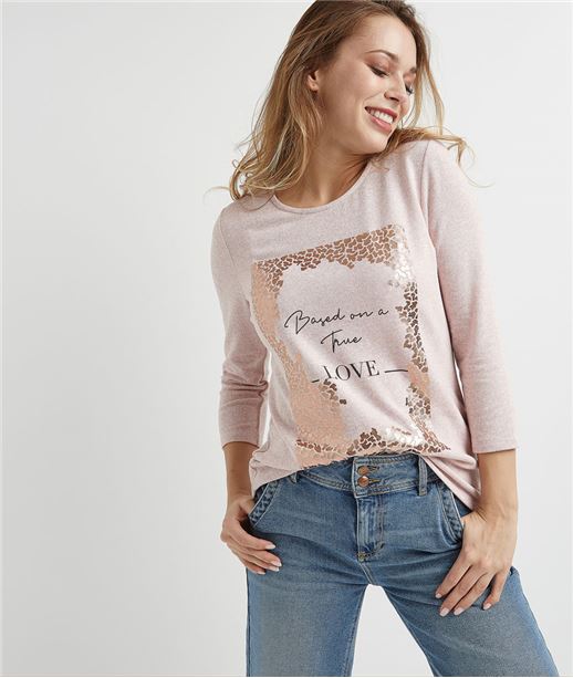 T-shirt avec print brillant ROSE