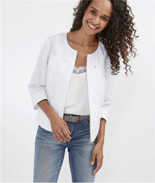 Veste courte en lin BLANC