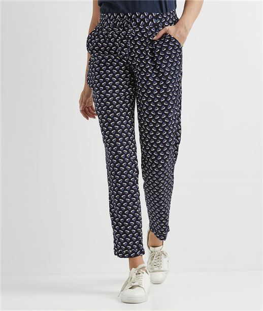 Pantalon femme fluide taille élastiquée MARINE