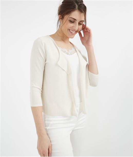 Gilet femme basique en coton ECRU