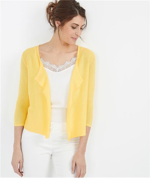 Gilet femme basique en coton JAUNE