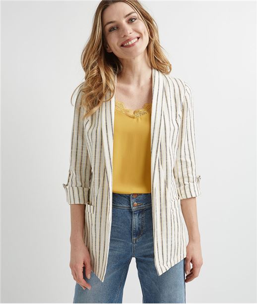 Veste femme fluide mélange coton et lin SAFRAN