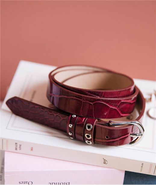 Ceinture femme vernie esprit croco ROUGE
