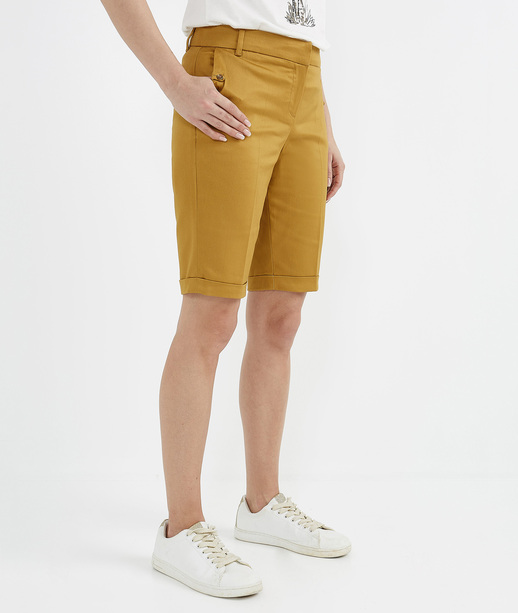 Bermuda femme en satin de coton uni MIEL
