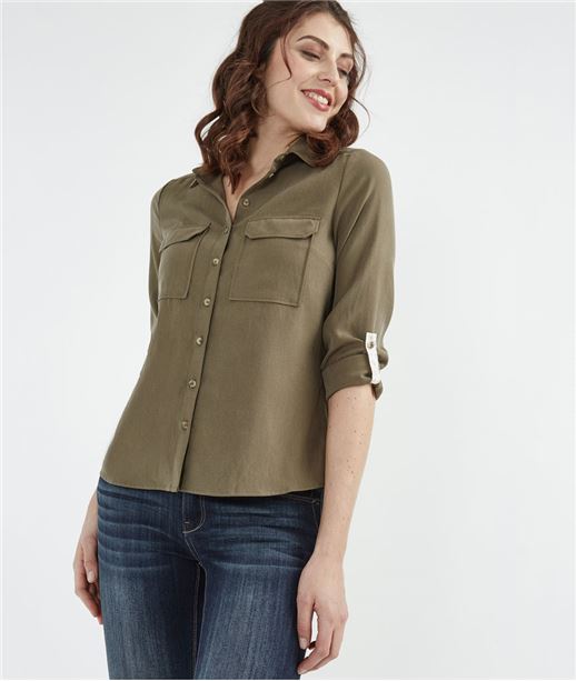 Chemise femme kaki en tencel KAKI