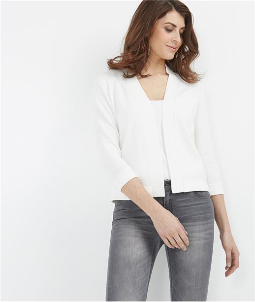 Gilet femme court dos dentelle BLANC
