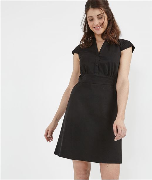 Robe femme en popeline noire NOIR