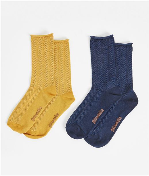 Lot de deux paires de chaussettes femme SAFRAN
