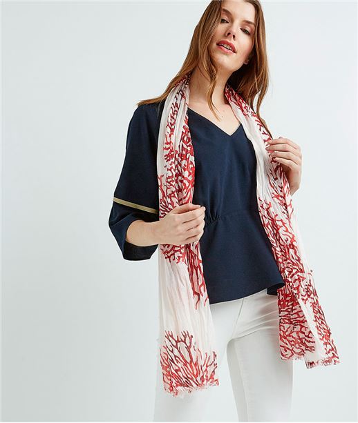 Foulard femme motif corail ROUGE
