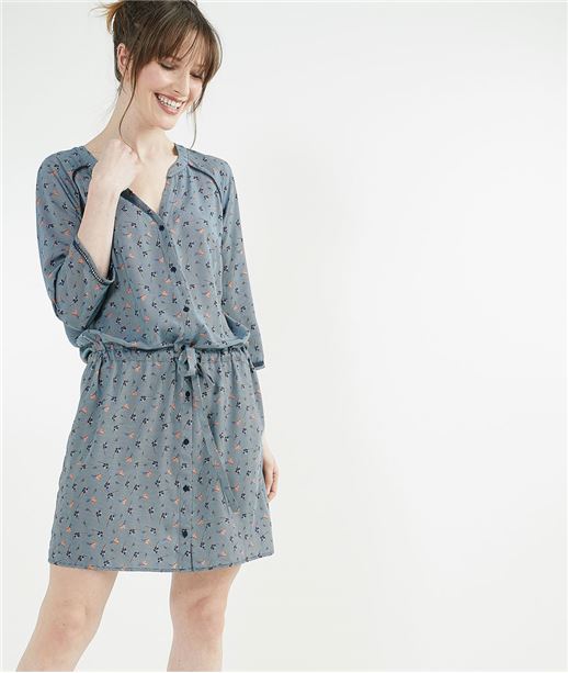 Robe chemise femme imprimée BLEU