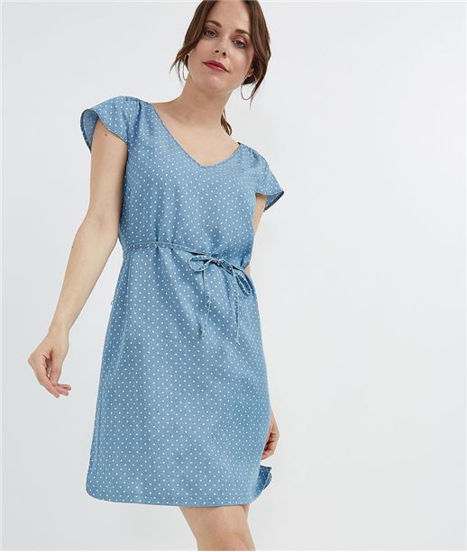 Robe femme fluide à pois avec ceinture LIGHT STONE