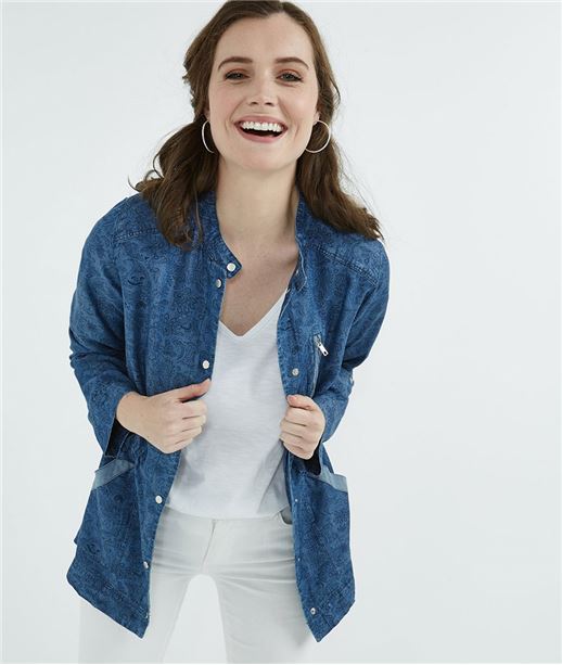 Veste saharienne denim imprimé DARK STONE