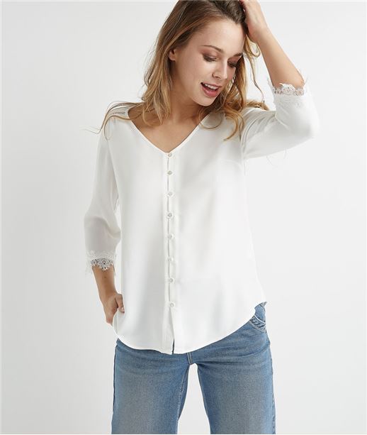 Blouse avec dentelle ECRU