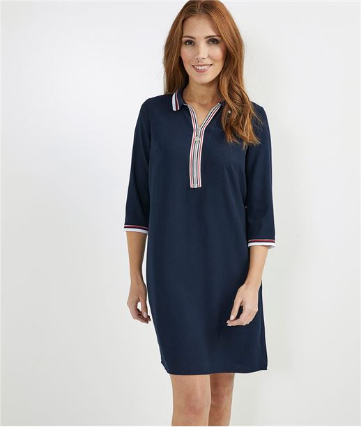 Robe femme unie esprit polo MARINE