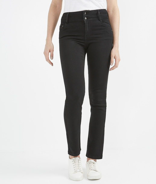 Jean droit taille haute et push up BLACK