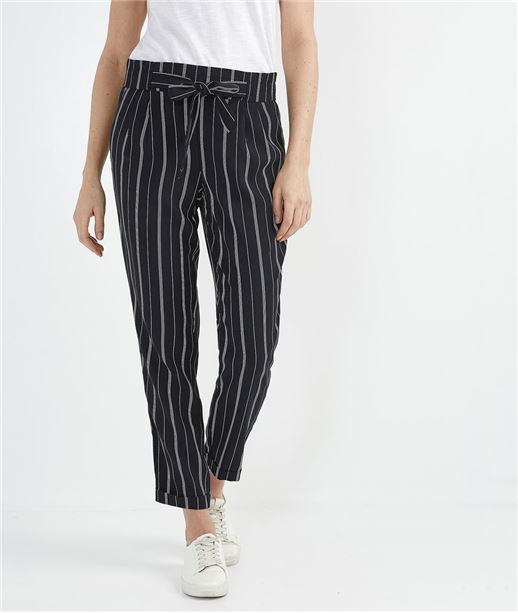 Pantalon femme fluide avec ceinture MARINE