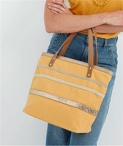 Sac femme avec galons fantaisie JAUNE