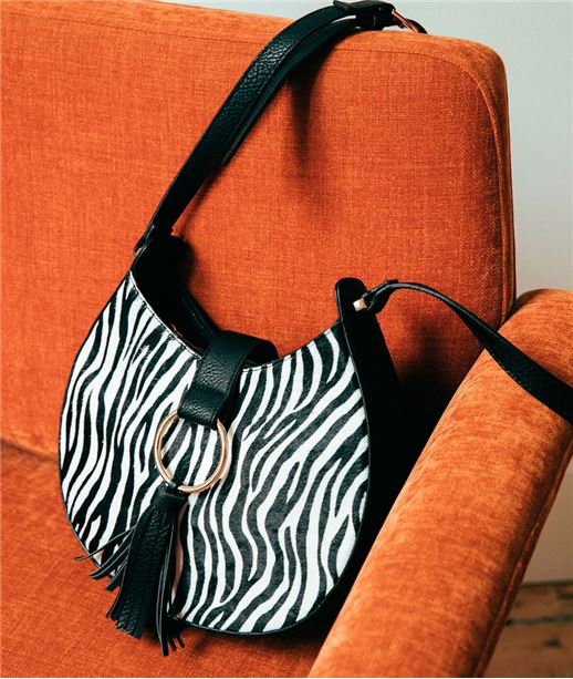 Sac femme rond zébré NOIR