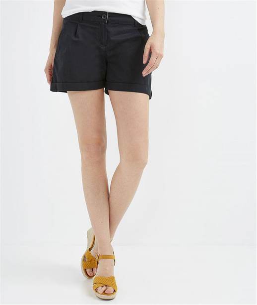 Short femme en toile noir NOIR
