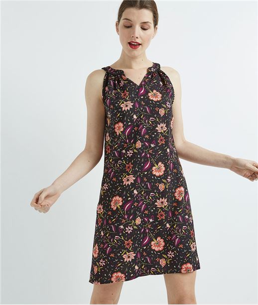 Robe femme imprimée sans manches NOIR