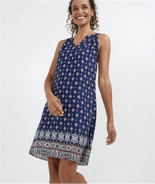 Robe femme imprimée sans manches BLEU
