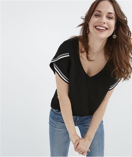 Blouse femme manches courtes noire NOIR