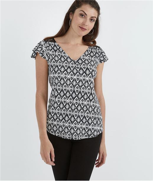 T-shirt femme avec dentelle NOIR