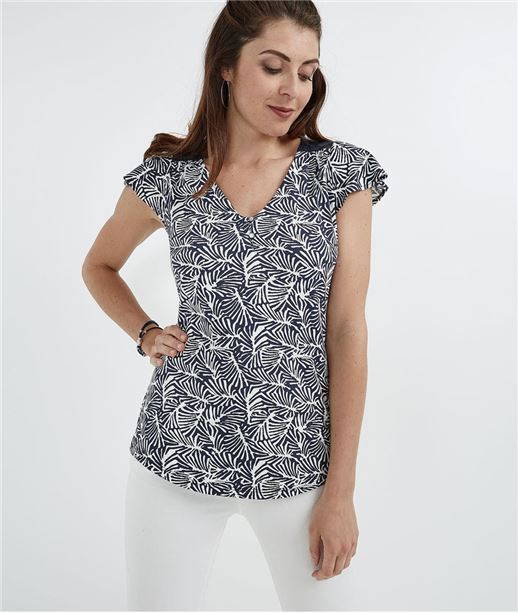 T-shirt avec dentelle MARINE