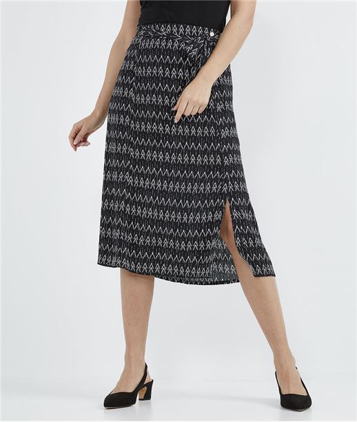Jupe femme longue et fluide imprimée IMPRIME FOND NOIR