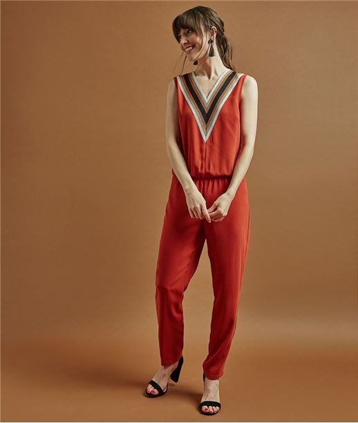 Combinaison femme terracotta avec galons TERRE