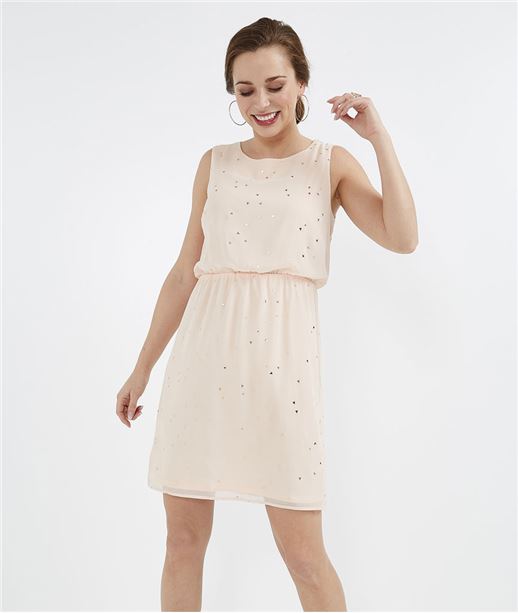 Robe femme nude avec motifs brillants ROSEE